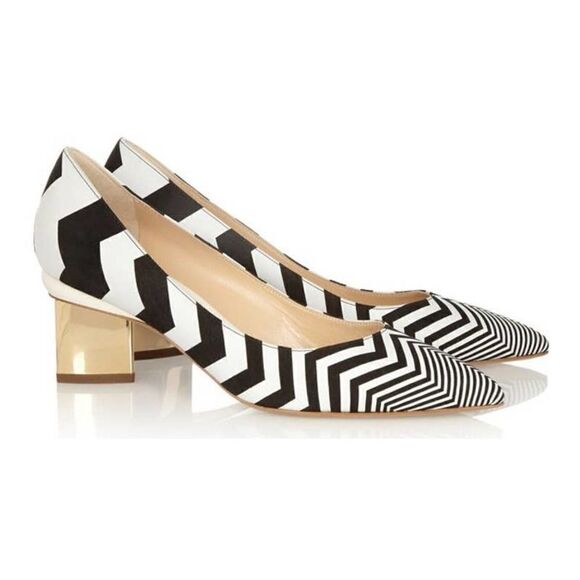 Nicholas Kirkwood Block-Heel Pumps in Zigzag Print Sz. 36 (US 6) - Picture 1 of 13